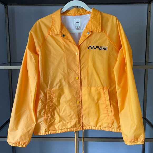 VANS Torrey Coach Fleece Lined Yellow Windbreaker Jacket Snap Front Size Medium - Picture 1 of 4
